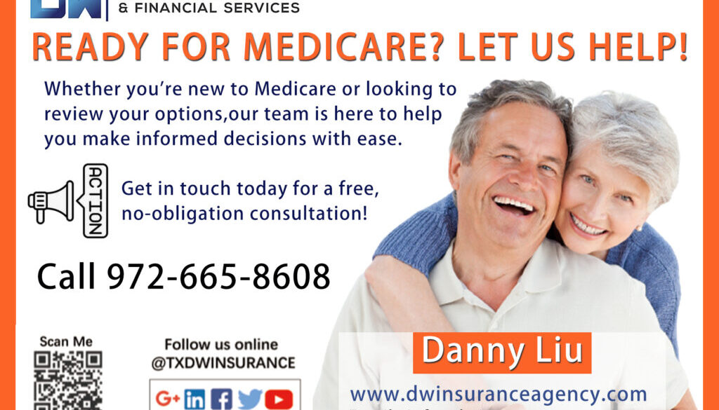 Medicare-trained agents assisting senior couple with Medicare plans and coverage options at DW Insurance & Financial Services.